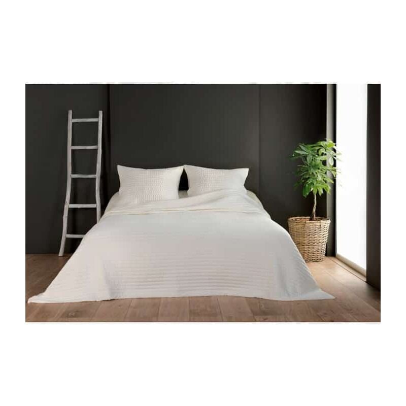 Linder - Jeté de lit ivoire capitonné style boutis - 180x240cm - Ecru