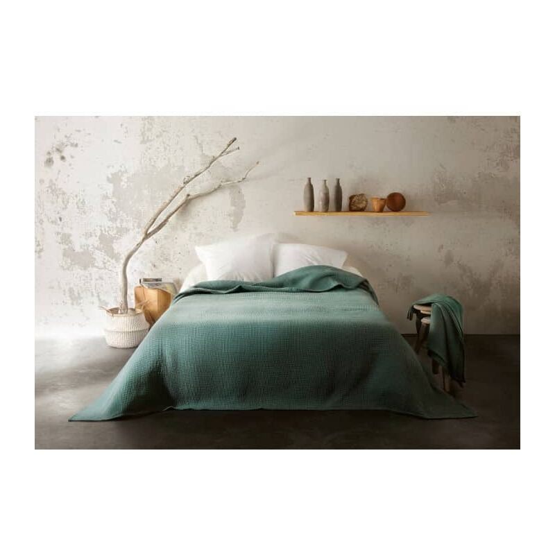 Linder - Jeté de lit léger en nid d'abeille - 180x240cm - Bleu canard