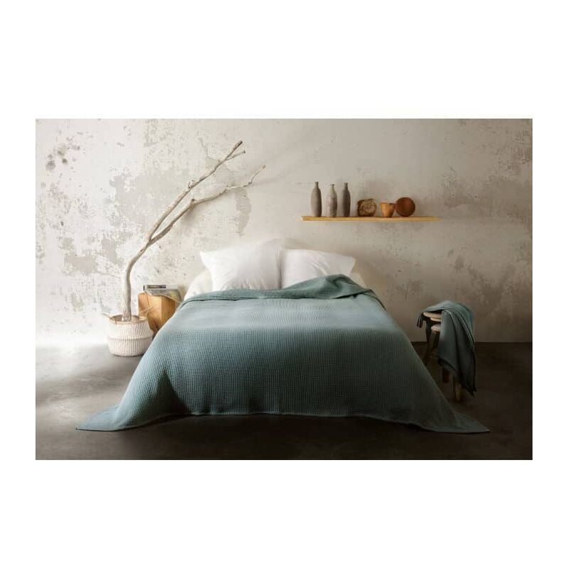 Linder - Jeté de lit léger en nid d'abeille - 240 x 250 cm - Céladon