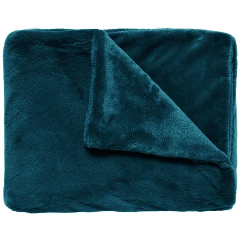 Plaid paon toucher velours 130 x 170 cm