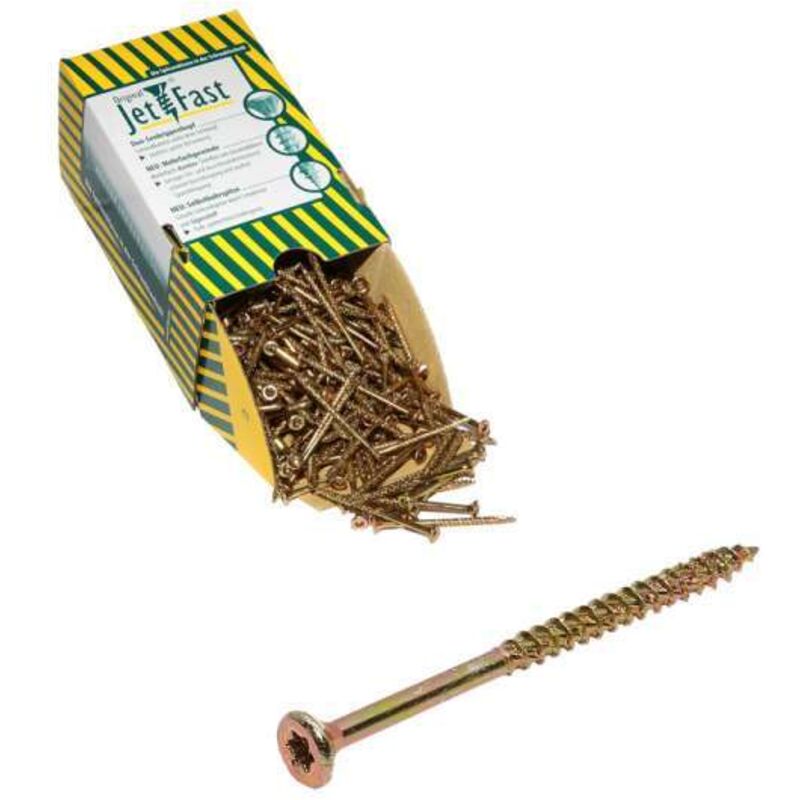 Jet-Fast® Spanplattenschrauben TX20 4,0x50 gelb verzinkt 200 Stck/Paket