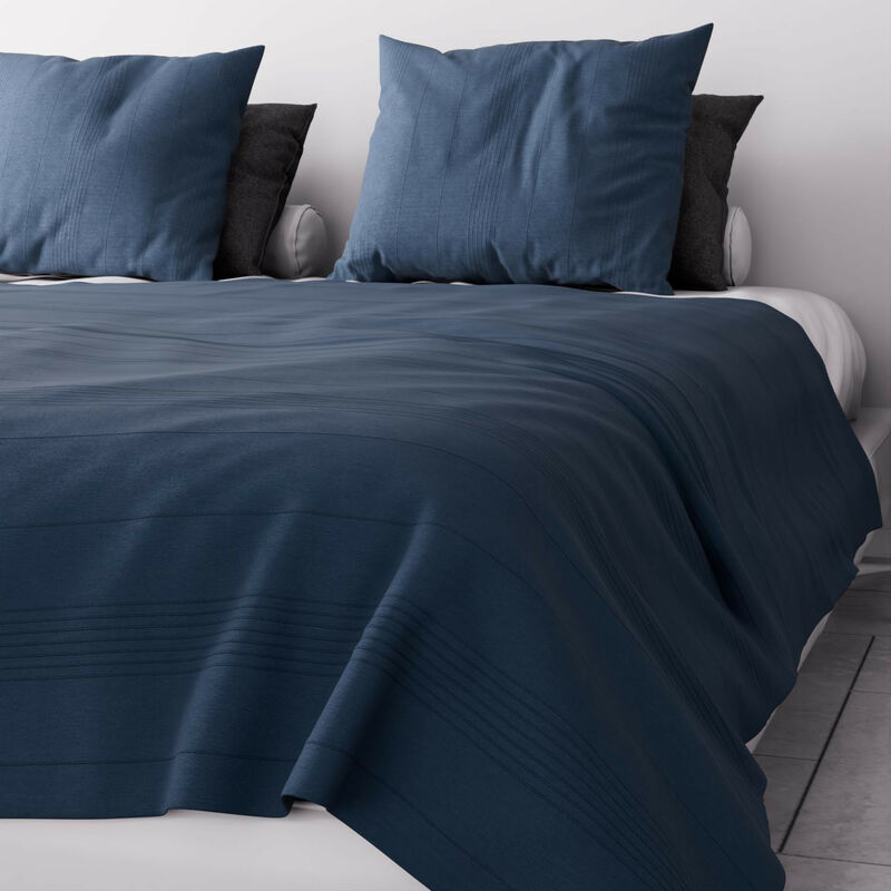 adele, couvre lit, jeté de canapé, coton, bleu, par soleil d'ocre - 220 x 240 cm - bleu