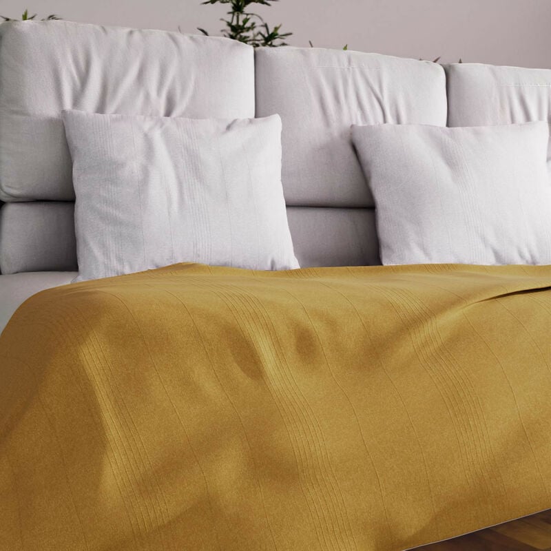 adele, couvre lit, jeté de canapé, coton, jaune, par soleil d'ocre - 180 x 220 cm - jaune