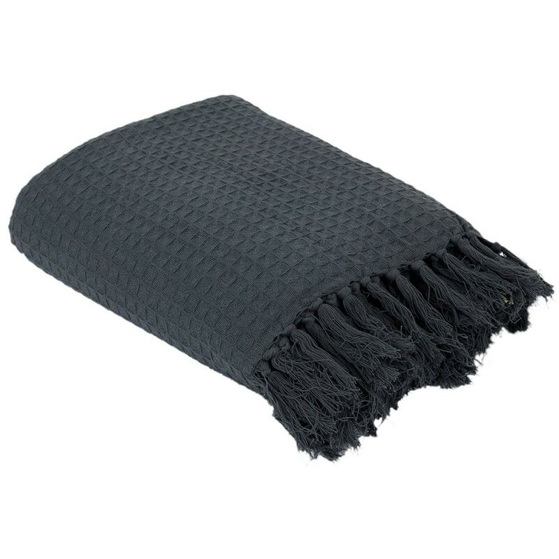 Jeté de canapé gaufré 170x250 cm anthracite