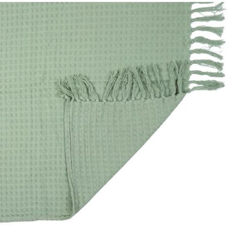Jete De Canape Gaufre Vert D Eau 130x160cm