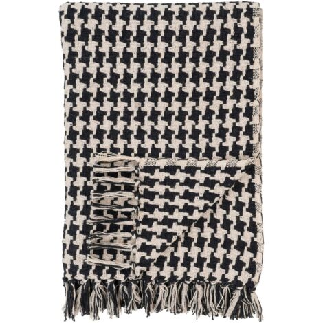 Jeté de canapé noir & blanc – motif pied-de-poule FALLON
