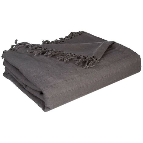 Jeté de lit 230x250 gris coton