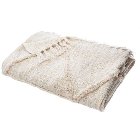 Jeté de lit Shine coton beige 130x180cm - Atmosphera créateur d'intérieur