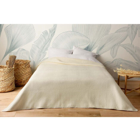 Jeté de lit uni 100% polyester "Hawai" - 180x240cm - Ivoire