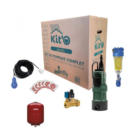 Jetly – Pompe immergée automatique pour récupérateur d'eau de pluie – Débit 2,5m³/h – Pression max 3,5 bars – Compatible cuves béton et PEHD