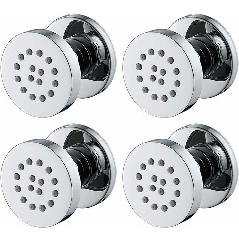 Jets Latéraux Chromé Jet de Corps en Laiton Réglables Pulvérisation de Buse Ronde Mural Jets de Massage Douche pour Accessoires de Salle de Bain,