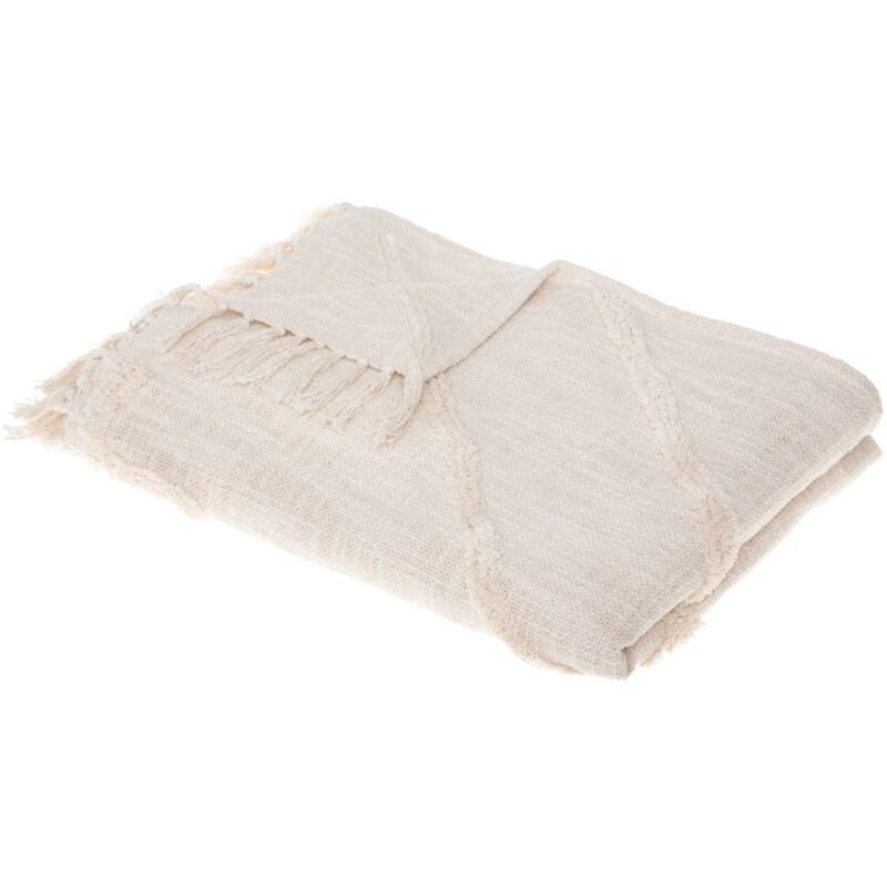 Jeté de lit Inca coton tufté blanc ivoire 130x180cm Atmosphera créateur d'intérieur