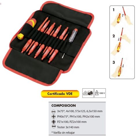 JEU 11 PCS TOURNEVIS ISOLÉS INTERCHANGEABLES