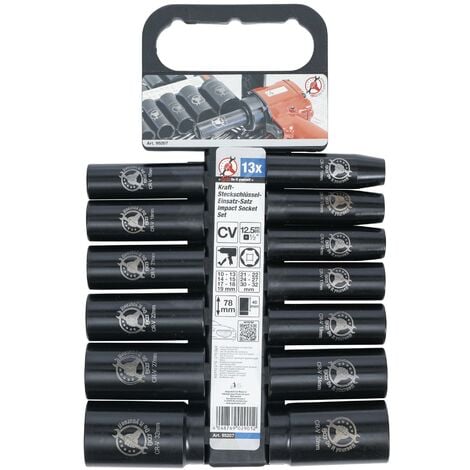 Jeu 13 douilles à choc BGS TECHNIC de 10 à 32 mm longues carré 1/2"