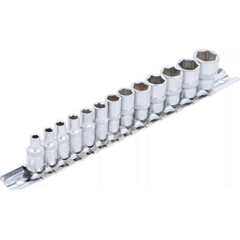 Jeu 13 douilles bgs metriques 6 pans carre 1/4 (6.35) de 4 à 14 mm