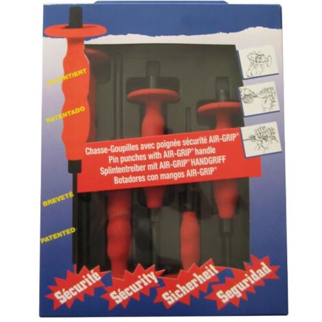 Jeu 5 Chasses Goupilles Gainé Air-Grip 3-4-5-6-8mm Racodon