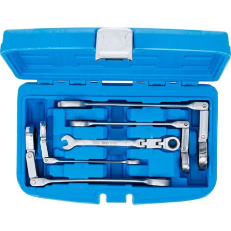 JEU 5 CLES MIXTES A CLIQUET BGS 8 A 19 MM A DOUBLE ARTICULATION