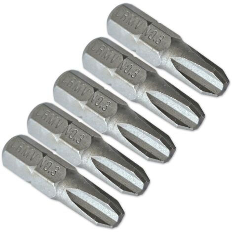 Jeu 5 embouts de vissage court 25 mm pour visseuse - empreinte cruciforme ph3
