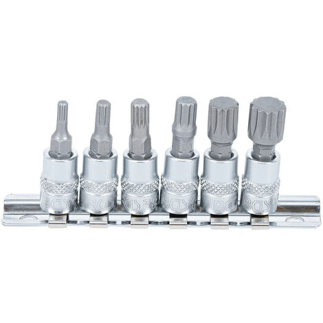 Jeu 6 douilles a embouts multidents xzn spline males m4 à m12 pour cliquet 1/4