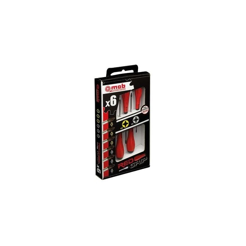 Mob - Jeu 6 tournevis redgrip 3 ph+3 pz