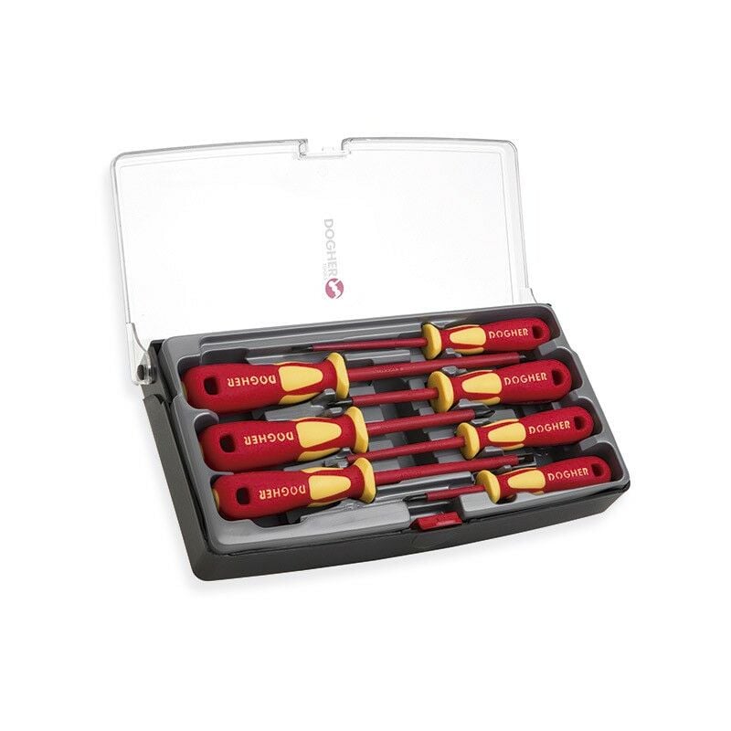 Jeu de tournevis dans une boîte en plastique, 7 pièces, vde Dogher 360-001