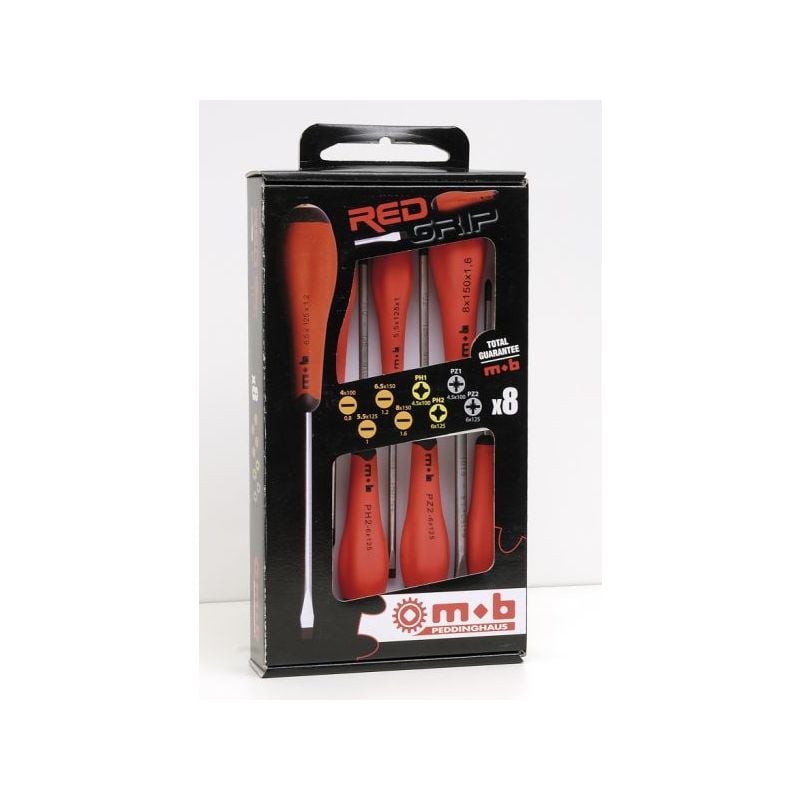 Mob Outillage - Jeu 8 tournevis Redgrip (4f+2ph+2pz)