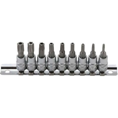 Jeu 9 douilles a embouts torx males perces resistorx t10 à t50 pour cliquet 1/4
