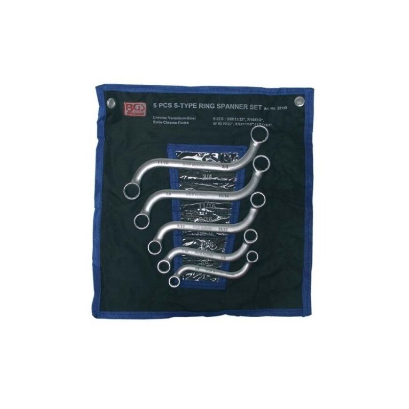 Bgs Technic - jeu anneau de clé en forme de double s, en pouces, 3/8 ''- 3/4'', 5 - piece