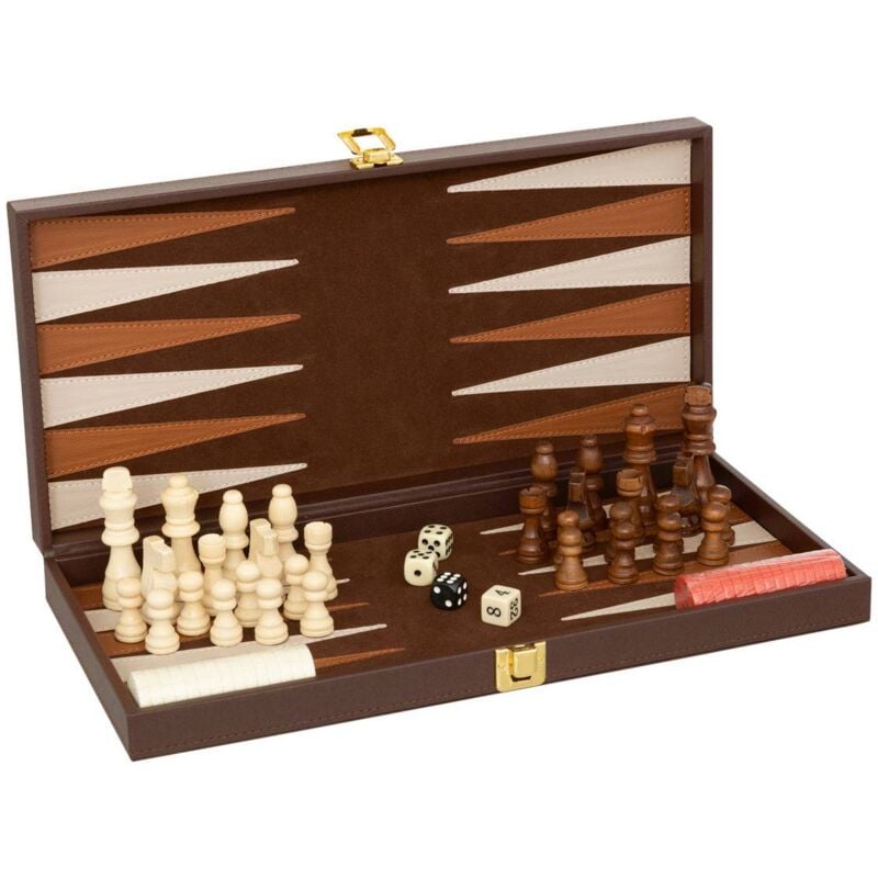 Atmosphera - Jeu backgammon échecs Jule bois 40x5cm créateur d'intérieur