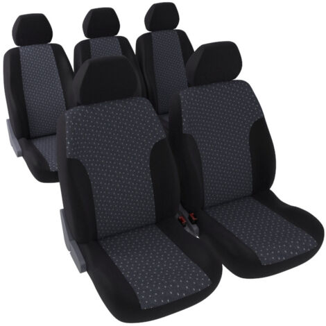 Jeu complet de housses de sièges - Universelles - Voiture/Auto - Arrière 3 sièges séparés - Tissu noir / jacquard moucheté