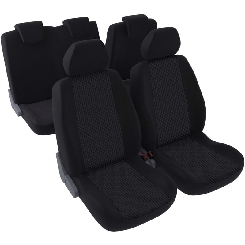 Jeu complet de housses de sièges - Universelles - Voiture/Auto - Lavable - Avant / Arrière 2/3-1/3 - Tissu noir