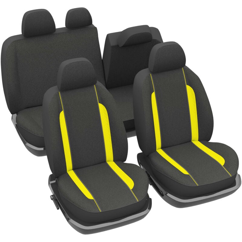 Jeu complet de housses universelles - Housses de sièges anti-dérapantes - Lavable - Voiture/Auto - Jaune