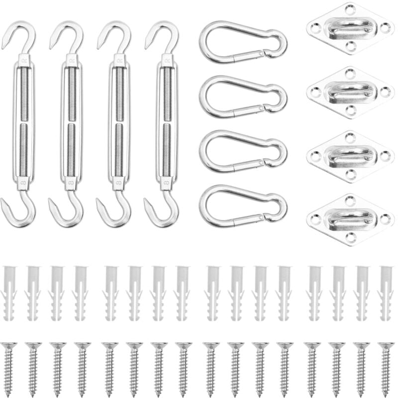 Jeu d'accessoires de voile d'ombrage 12 pcs Acier inoxydable Vidaxl