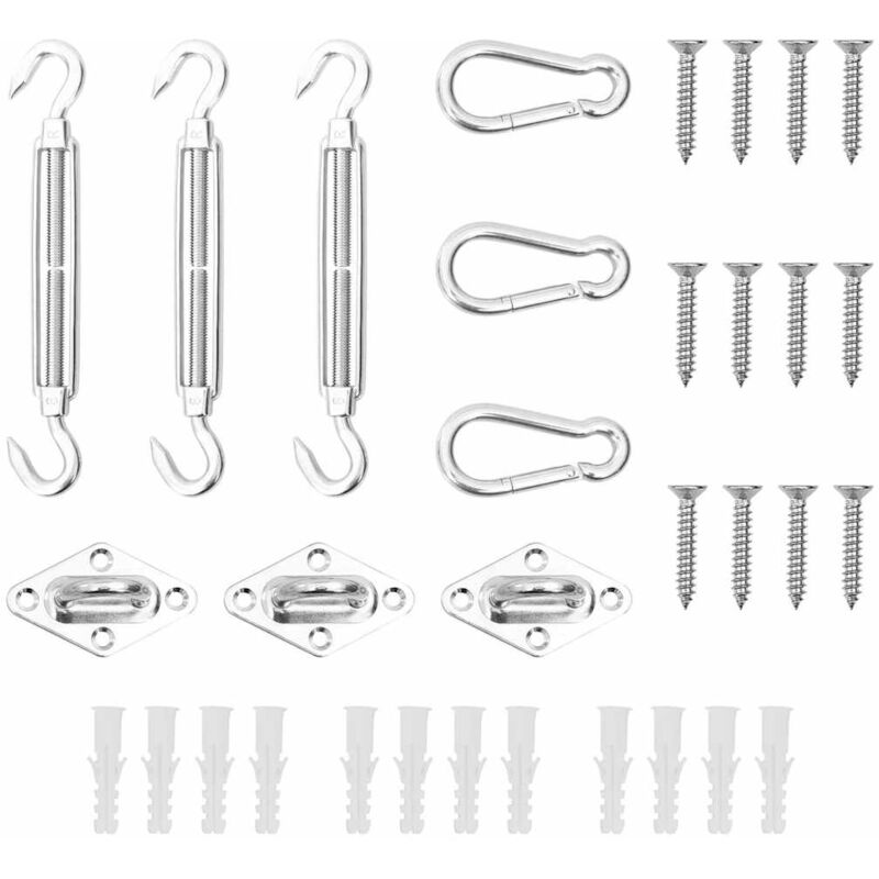 Jeu d'accessoires de voile d'ombrage 9 pcs Acier inoxydable Vidaxl