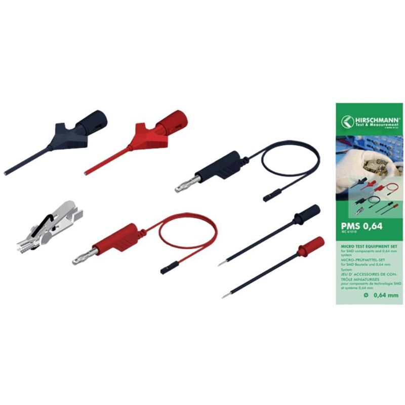 Hirschmann - sks pms 0,64 Set de cordons de mesure Banane mâle 4 mm femelle 0.64 mm 1.00 m noir, rouge 1 set