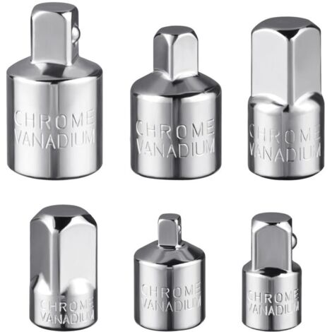 Jeu d’adaptateurs de Douilles, 6 Pièces Adaptateur à Cliquet Réducteur de Douille 1/2" à 3/8",3/8" à 1/2",3/8" à 1/4",1/4" à 3/8",1/2" à 1/4",1/4" à 1/2" pour Cliquets à écrous, Douilles