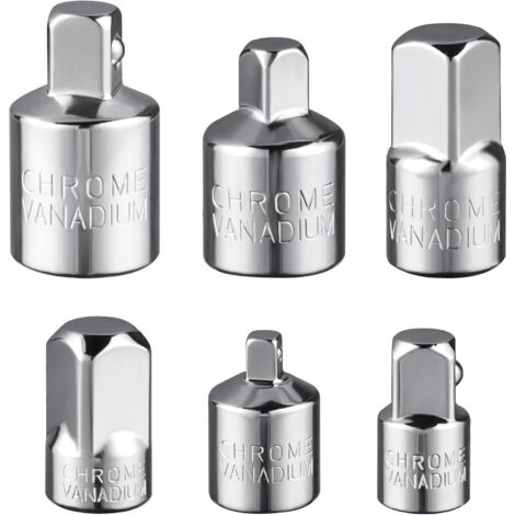 Jeu d’adaptateurs de Douilles, 6 Pièces Adaptateur à Cliquet Réducteur Douille 1/2" 3/8",3/8" 1/2",3/8" 1/4",1/4" 3/8",1/2" pour Cliquets écrous, Douilles Argent -