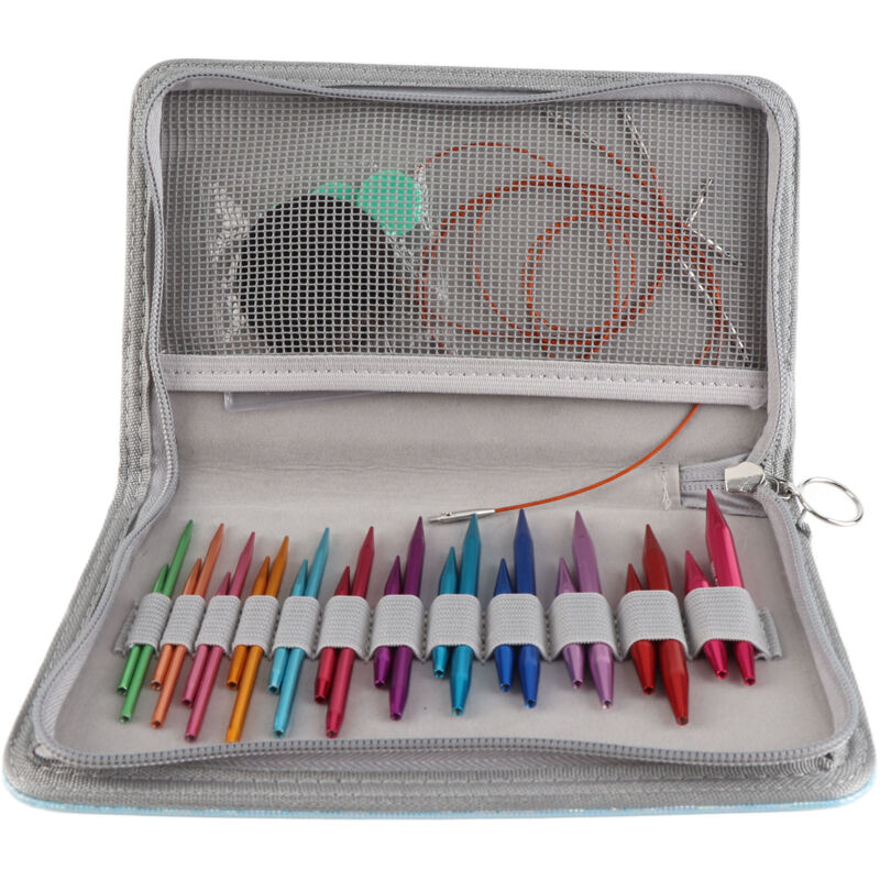 Jeu d'aiguilles à anneau de manchon détachable, 12 paires d'aiguilles de pull colorées en oxyde d'aluminium (corde de câble de couleur aléatoire)