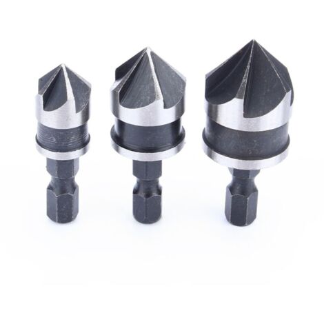 Jeu d'alésages à fraise hexagonale de 1/4 pouces, 12/16/19mm, pour bois et métal, embout à changement rapide, 3 pièces
