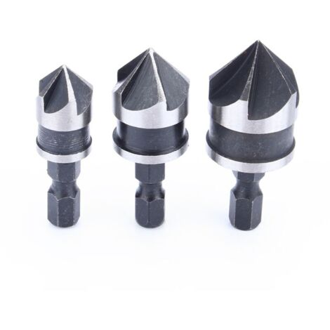 Jeu d'alésages à fraise hexagonale de 1/4 pouces 12/16/19mm pour bois et métal embout à changement rapide 3 pièces