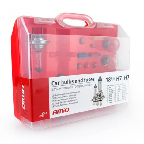 Jeu d'ampoules et de fusibles, conteneur de 18 pièces, 2xH7 AMIO-01494