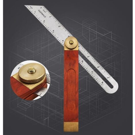 Jeu de 1 Equerres de Menuisier, Fausse Equerre 228 mm avec Lame en Acier Inoxydable et Manche en Bois Rouge Idéal pour Menuisier, Charpentier et Travail du Bois