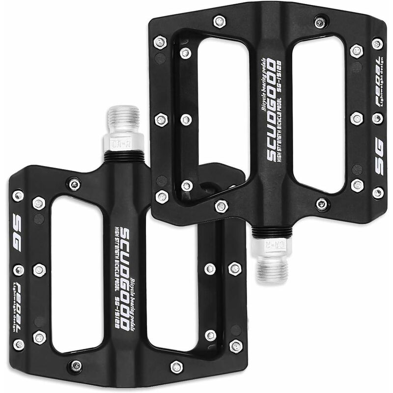 Trimec - Jeu de 1 paire, accessoires vélo, pédales vtt, pédales hybrides bmx route ultra légères et durables 9/16 pouces (Noir)