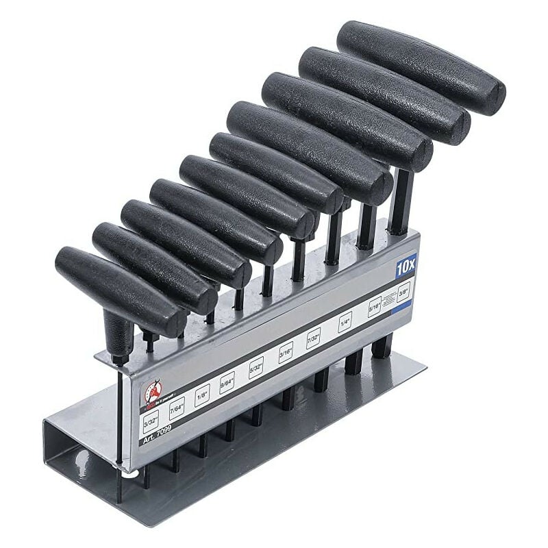 Bgs Technic - Jeu de 10 cles males poignee en t allen 6 pans pouces us harley americaine