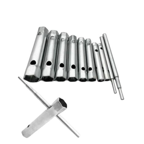 Jeu de 10 clés serre-tubes 6 à 22 mm, clés serre-tubes, clés à bougies pour serrage des bougies, démontage/montage des robinets et mitigeurs