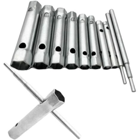Jeu de 10 clés serre-tubes 6 à 22 mm, clés serre-tubes, clés à bougies pour serrage des bougies, démontage/montage des robinets et mitigeurs