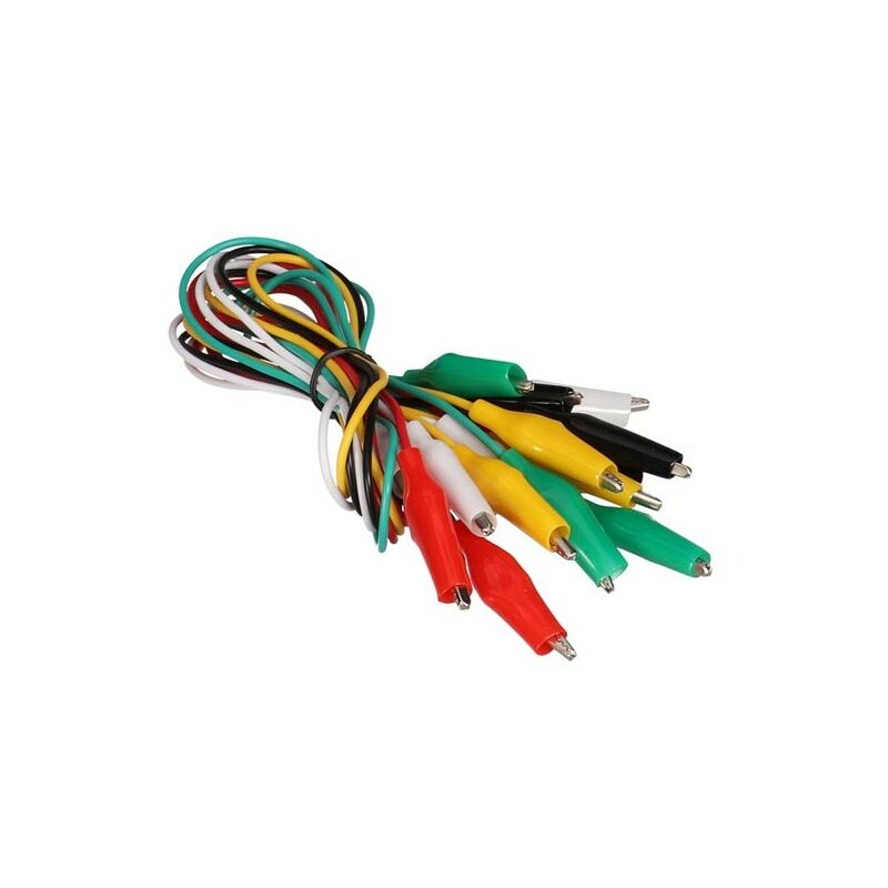 Jeu De 10 Cordons (50 Cm, 5 Couleurs) Avec Pinces Crocodiles Isolées - 27 Mm