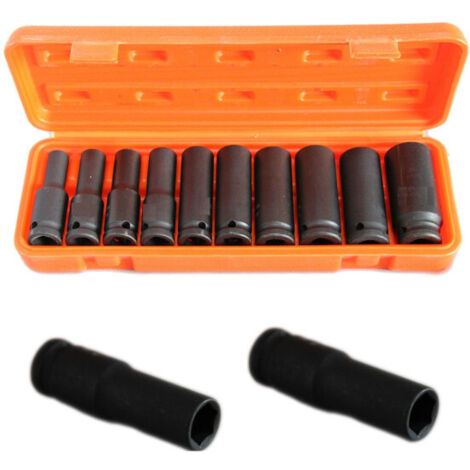 Jeu De 10 Douilles 1/2" Hexagonales Pour Pistolet à Air Comprimé Tournevis 10 à 24 Mm