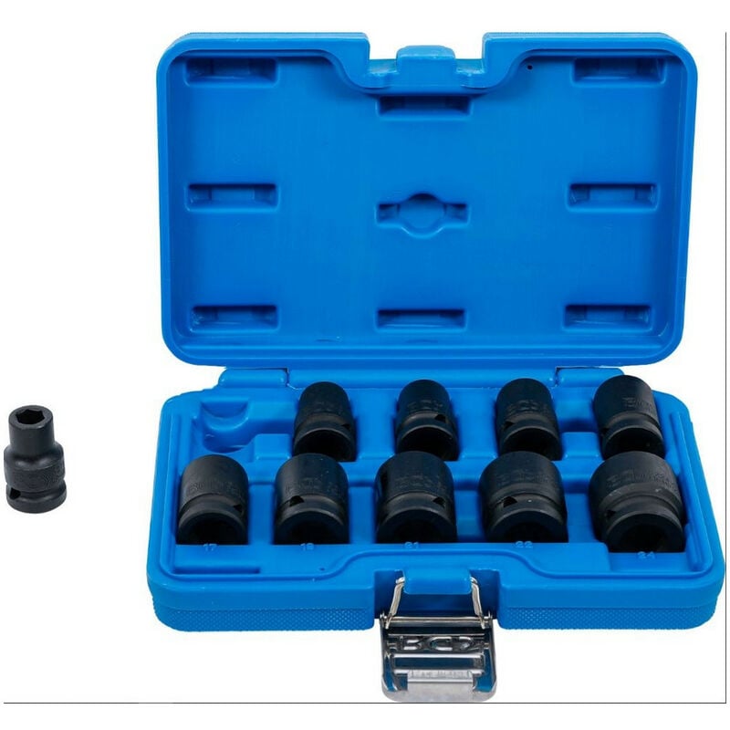 Jeu de 10 douilles a choc bgs impact courtes 6 pans carre 1/2 de 10 à 24 mm