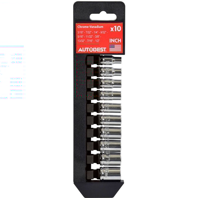 Jeu de 10 douilles us - inch -carré 1/4 '